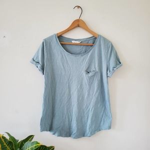 H&M Basic Light Teal Pocket Scoop Neck Shirt